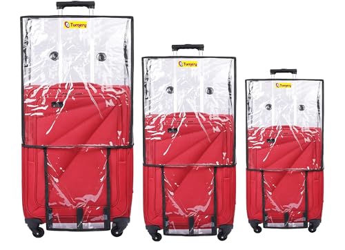 Image of Transparent Protective Zipper PVC Dust Proof Cover for Luggage /Suitcase Trolley Bags for All Brand (for Soft Luggage, (20+24+28 Combo of 3))