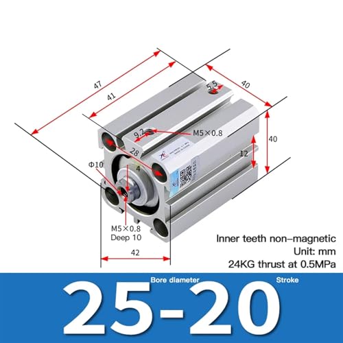 Cilindro neumático fino SDA25 con diámetro de 25mm y carrera variable 3