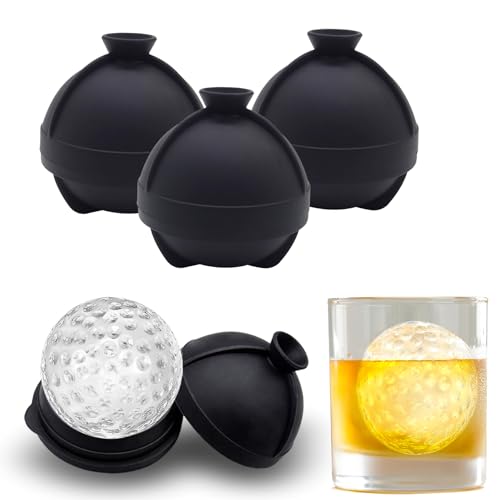 Bangp Golf Ball Ice Molds Set Of 4,Whiskey Round Ice Cube Molds, Novelty Sphere Ice Molds Create 2.5 Inch Golf Ice Balls - Each Stone Keeps Your Drinks Cool And Unique,For Men And Women