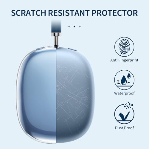 Image of Fintie Case Cover for AirPods Max Headphones, Soft TPU Clear Anti-Scratch Protective Cover for AirPod Max, Transparent Airpods Max Headphones Accessories Skin Protector (Crystal Clear)