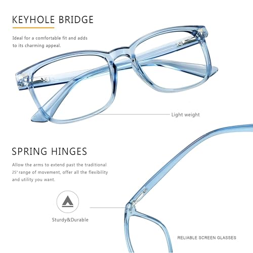 Image of Vintage Square Progressive Multifocal Presbyopic Glasses, Photochromic Gray Sunglasses for Men Women Readers (Clear Blue,+0.00 /+2.00 Magnification)