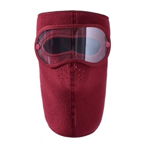 QUXVUIS Per Maschera per il viso traspirante durevole per attività all'aperto Comoda Per maschera per il viso in peluche per moto Maschere a pieno facciale calda, Vino rosso, Protezione per