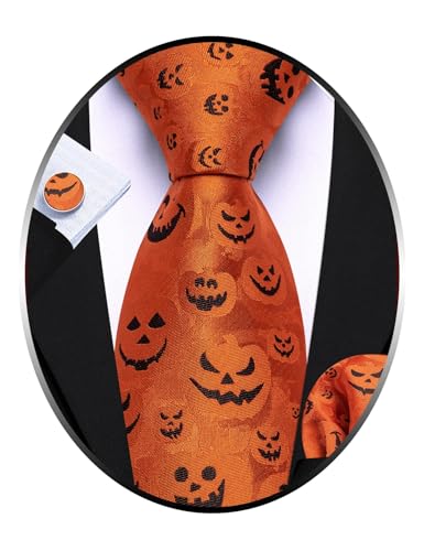 Image of Barry.Wang Men Tie Sets Skull Extra Long Necktie Pocket Square Cufflinks