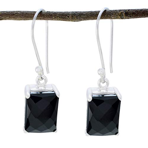 Boucle d'oreille onyx noir argent anti-allergie pour lobes sensibles de femme