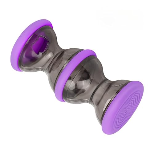 Image of Dog Food Puzzle Toy Adjustable Treat Dispensing Food Dispenser Slow Feeder Bowls Puppy Enrichment Toy Ball Dog Interactive Chase Training Toys for Small Medium Large Dogs (Purple)