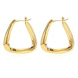 KELMALL 18K Gold Hoop Statement Earrings for Women Twisted Triangle Stud Earring Lightweight