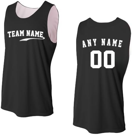 Black/White Adult Medium Custom (Front and/or Back) Reversible Sleeveless Wicking Tank Sports Jersey Top