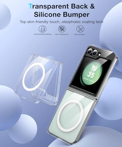 Image of NO.1 Magnetic for Samsung Galaxy Z Flip 7 FE Case with MagSafe [Crystal Clear] [Anti-Yellowing ][Military Grade Drop Tested] with Soft Silicone Bumper for Samsung Flip 7 FE Case,Transparent