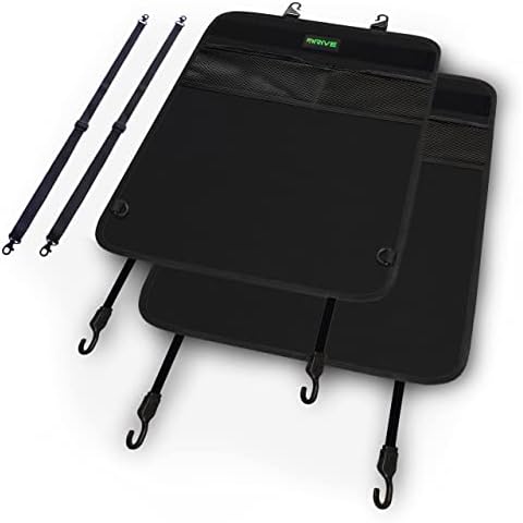 Drive Auto Products Heavy Duty Kick Mats Black (2 Pack) - Car Seat Back Protector Reversible Backseat Child Kick Guard Protects Automotive Leather Fabric From Dirt Cover