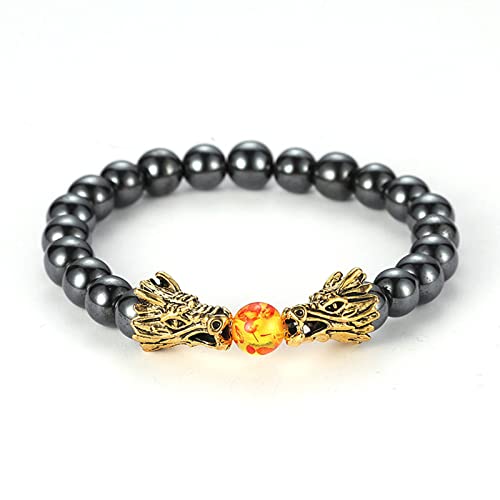 Bracelets de perles pour hommes en pierre 8 mm élastique dragon 19 cm
