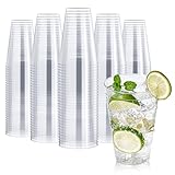 FOCUSLINE 200 Pack 14 oz Clear Plastic Cups, Large Disposable Cups Plastic Party Cup, 14 Ounce Heavy duty Clear Cups for Thanksgiving, Halloween, Christmas