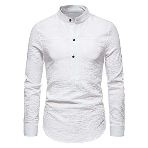ZDDHOODY Herren Paisley Hemd Langarm Jacquard Hemd für Männer Regular Fit Stickerei Freizeithemd Hemd Herren Langarm Henley Sommerhemd Herren Freizeithemd Regular Fit Shirts Business Langarmhemd Cover