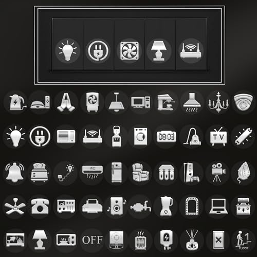Image of 600 Silver Glow Embossed Switch Board Stickers with 60+ Icons | Luxury Vinyl Self-Adhesive Switch Covers for Lights, Fans & Appliances