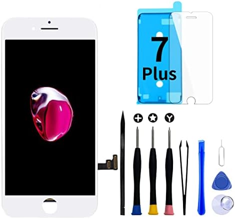 GOLDWANGWANG for iPhone 7 Plus Screen Replacement White,5.5" 3D Touch LCD Screen Digitizer Replacement Frame Display Assembly Set with Repair Tool kit + Tempered Glass Screen Protector + Instruction