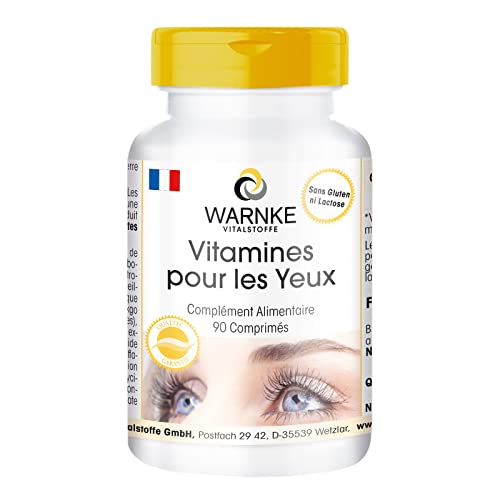 Vitamine des Yeux - avec Lutéine, Zéaxanthine, Zinc, Acide Folique, Sélénium, Vitamine A, B6 & B12-90 comprimés - Riche en substances vitales | Warnke Vitalstoffe - Qualité des pharmacies allemandes