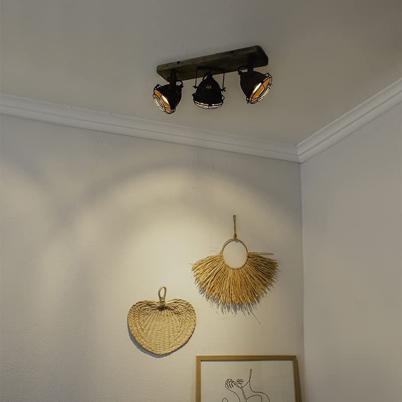 Qazqa Verstellbarer Deckenstrahler, Deckenspot - Gina - Rostbraun, Landhausstil, max. 25W, Geeignet für LED, 43cm, 3-flammig, Ideal als Flur, Küche lampe, Schlafzimmerlampe und Wohnzimmerlampe