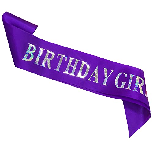 Faja de Cumpleaños para Niñas, Faja de Cumpleaños para Mujeres, Faja de Satén Colorido con Purpurina, Regalos de Feliz Cumpleaños para Niñas, Dulces y Divertidos Accesorios de Fiesta para Niños Cover