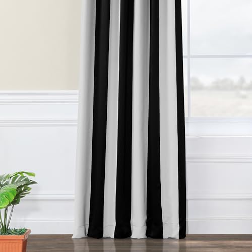 HPD Half Price Drapes BOCH-KC43-84 Stripe Blackout Room Darkening Curtain (1 Panel), 50 X 84, Awning Black & Fog White - Image 2
