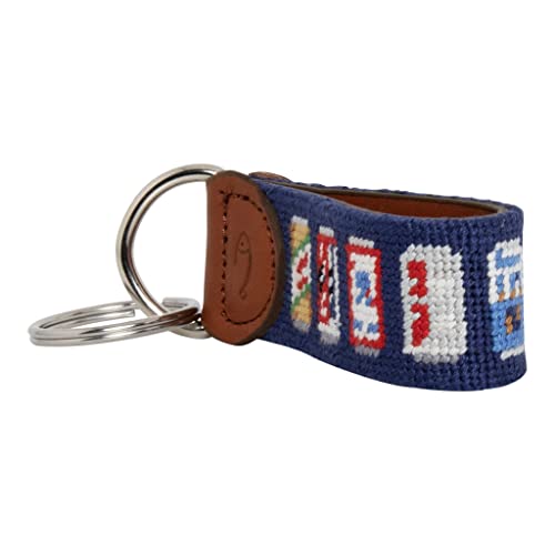 Image of Leather Hand-Stitched Needlepoint Key Fob or Key Chain