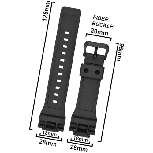 Image of DBLACK ''CDS17'' 18mm Resin Watch Strap / / Compatible Strap For Casio DW-291H Watch Model (Black)