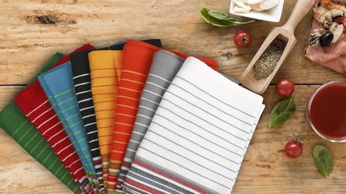 Urban Villa Kitchen Towels 100% Cotton Dish Towels for Kitchen(Set of 8)20”x30” Dish Cloths Highly Absorbent Kitchen Linen Set with Hanging Loop Perfect for Drying Dishes Cleaning Towels -Multicolor