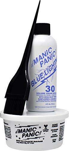 Manic Panic Blue Lightning Hair Bleach Kit - 30 Volume Developer + Bleach Powder Hair Lightener Lifts Up To Five Levels And Eliminates Orange Tones - Vegan And Cruelty Free #TOP1