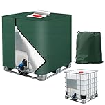 Bache pour Cuve IBC ,420D Réservoir d'eau Couvercle,Bâche pour Cuve IBC 1000L – Housse de Protection Anti-UV et Anti-Poussière avec Fermeture Éclair Avec Sac de Rangement (116 x 100 x 120 cm) (Vert)