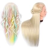 übungskopf echthaar test Schminkkopf mit haar- Geeignet für Kosmetologiestudenten oder für alle, die Haarspangen und Frisuren üben möchten. Ein tolles Puppengeschenk für Ihre Tochter, Kosmetologiestudenten, Friseure und Frauen, um Frisuren zu üben.