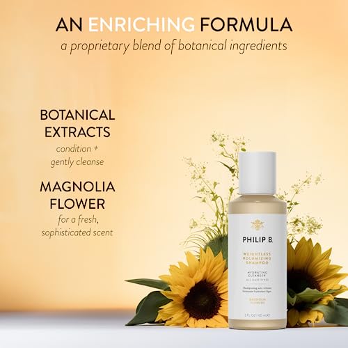 Image of PHILIP B Weightless Volumizing Shampoo, 2 fl. oz. (60 ml) | Travel Size Shampoo, Removes Oil and Product Build-Up, Adds Extra Body, Bounce and Shine, Magnolia Flower Scented