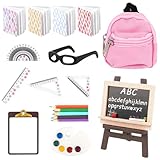 14 Pezzi Miniatura Bambola Scuola Set, 1:12 Accessori Bambole in Miniatura, Miniature Ogge...