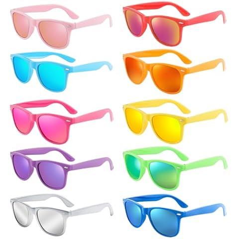 Pibupibu 10 Pack Neon Sunglasses Bulk Adult, Wholesale 80s 90s Colorful Sunglasses Party Favors Unisex Cover
