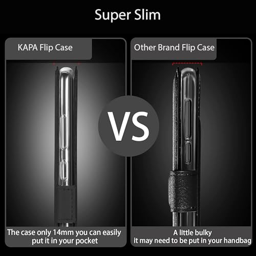 Image of Kapa Noble Slim Magnetic Leather Flip Case Cover for Apple iPhone 15 | Card Holder Stand Leather Flip Wallet Case (Black)