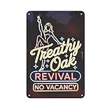 Treaty Oak Revival Neon Sign Girl Tin Sign Vintage Metal Sign for Yard Bar Garage Home Bedroom Kitchen Decor Gift 8 x 12 Inch