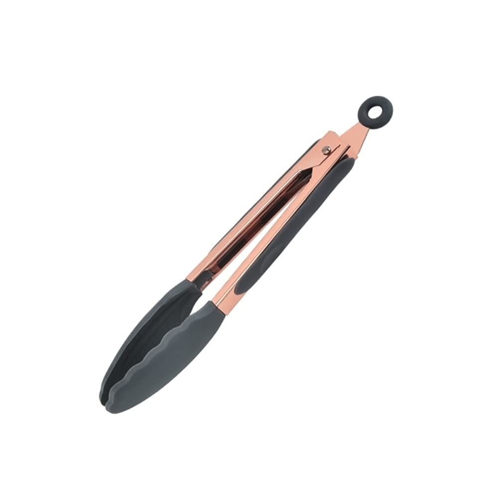 Pinze da Cucina 1 pz. Pinze da Cucina in Acciaio Inox con Punta in Silicone per Alimenti da Cucina, pinze da Barbecue, pinze per griglia antiaderenti (Nere)