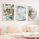 Xiyocadt 3er Blumen Poster Set, Moderne Natürliche 