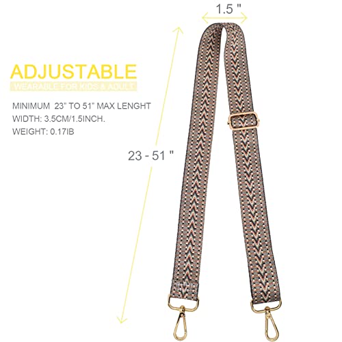 Image of Replacement Purse Strap Shoulder Strap Adjustable Crossbody Strap for Women Crossbody Wide Shoulder Bag, Khaki V2-gold Hardware, 28 inch to 50 inch