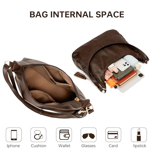 Bolso cruzado hobo de cuero para mujer mediano miniatura 4