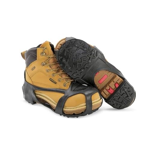 Due North Heavy Duty Ice Cleats for Job Safety in Snow & Ice - 28 Integrated Military Grade Tungsten Carbide Spikes (1 Pair)