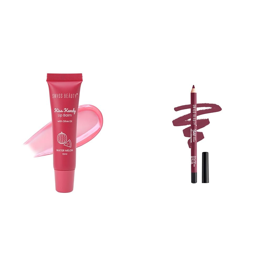 Swiss Beauty Kiss Kandy Lip Balm & Swiss Beauty Bold Matt Lip Liner | Long-lasting |Matte Finish | Non-drying | Shade-11, 5gm Swiss Beauty Kiss Kandy Lip Balm & Swiss Beauty Bold Matt Lip Liner | Long-lasting |Matte Finish | Non-drying | Shade-11, 5gm