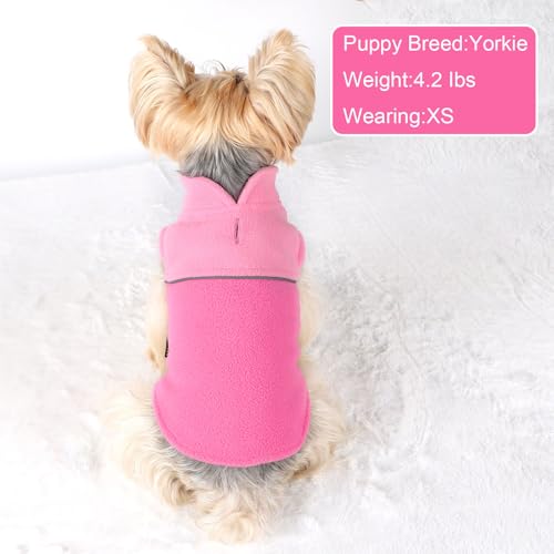 Image of Dog Clothes for Small Dogs Fleece Vest Dog Sweater Boy Girl, Warm Pullover Fleece Doggie Jacket, Winter Pet Ourfit Chihuahua Sweater - Yorkie Clothes (Pink+Rose, X-Small)