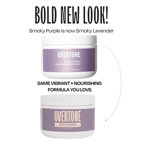 Image of OVERTONE Color Depositing Treatment Hair Mask, Smoky Lavender, 8 oz | Semi Permenant & Nourishing Coloring Conditioner for All Hair Types, Contains Shea Butter & Coconut Oil, Vegan & Cruelty-Free