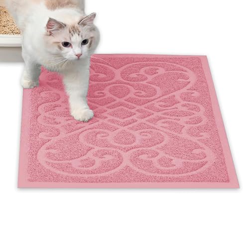 PetLike Cat Litter Box Mat Thick Kitty Litter Trapping Mat Durable Waterproof &Washable with Non-Slip Backing Soft on Kitty Paws and Easy to Clean BPA Free