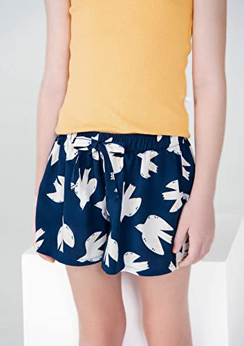 Shorts Infantil Menina Em Viscose Estampado - Azul Médio - 10