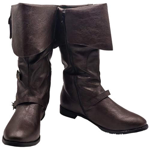 Image of Men's Medieval Boots Renaissance Pirate Costume Faux Leather Boot Halloween Viking Cosplay Shoes