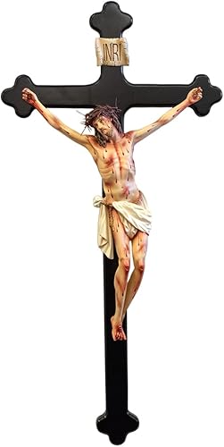 33" Tall Passion Style Crucifix | Roman Catholic Wall Decoration | Christian Cross for Home and Chapels | Prayer and Meditation Decor | Great