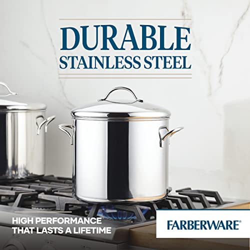 Image of Farberware Classic Series Stainless Steel Induction 12 Quart Stock Pot with Lid, Silver