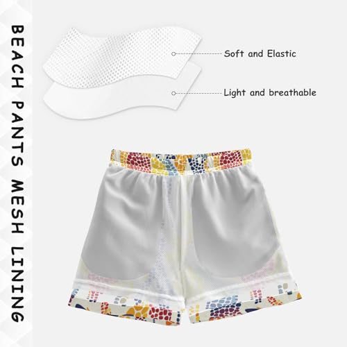 Boys Quick Dry Swim Trunks with Pockets Colorful Silhouette Polka Dot Kangaroo Beach Shorts for Kids Swimsuit4