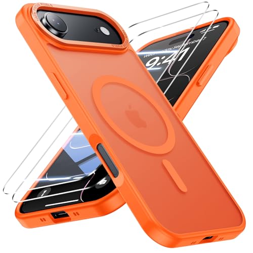 Coque iPhone Air orange compatible MagSafe avec 2 verres trempés