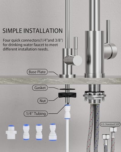 Robinet de cuisine et filtre à eau potable avec pulvérisateur rétractable - 7