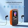 WOLFANG Lettore MP3 da 64 GB con Bluetooth 5.2, clip sportiva, formato mini, peso 28,3 g, radio FM HiF, registratore vocale, auricolari inclusi, arancione
